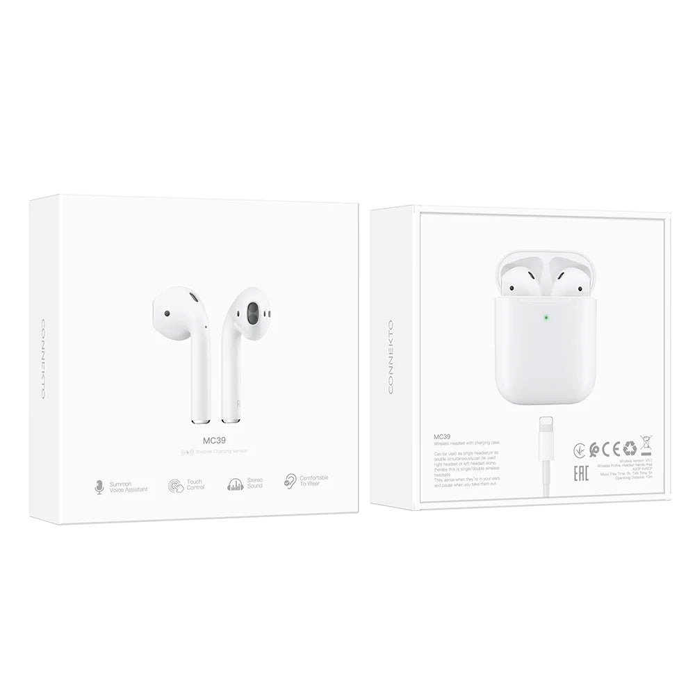 אוזניות אלחוטיות TWS עם קייס טעינה, תמיכה בטעינה אלחוטית, שמע סטריאו