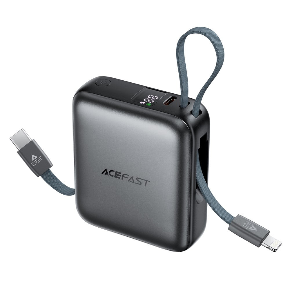מטען נייד מגנטי (סוללת גיבוי) 10000mAh לטעינה אלחוטית מהירה, 2 כבלים מובנים