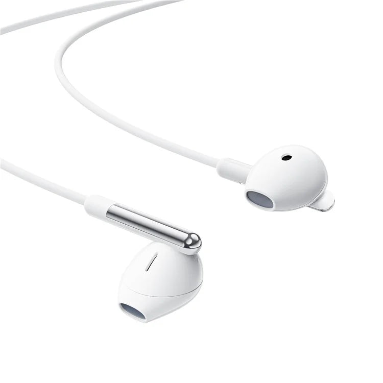 אוזניות חוטיות USB-C עם מיקרופון איכותי, כפתורי שליטה, אורך 1.2 מטר, לבן