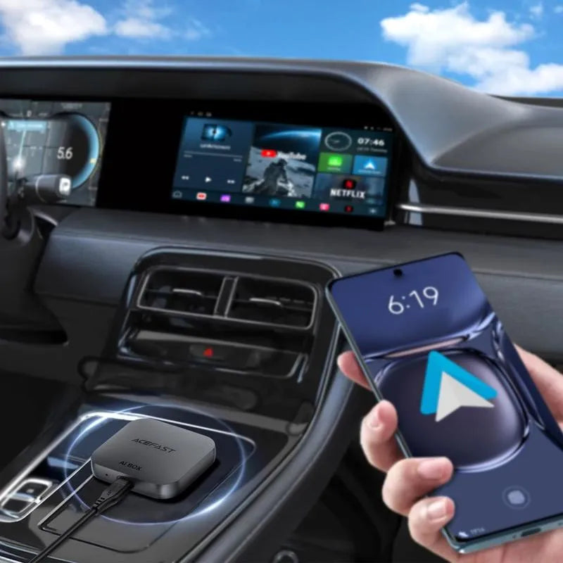 דונגל לרכב ACEFAST QC2 – קופסת אנדרואיד ומתאם אלחוטי ל-CarPlay ו-Android Auto