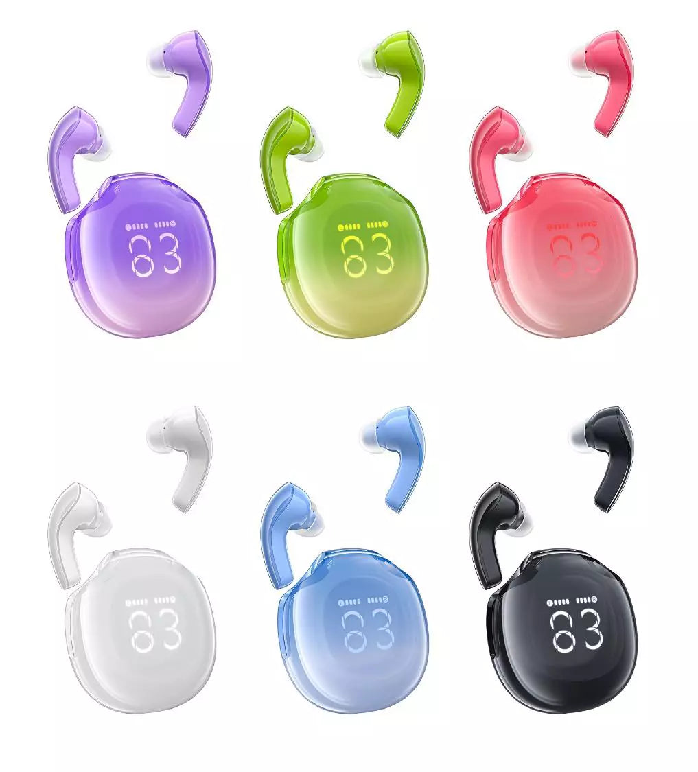 אוזניות אלחוטיות Bluetooth עם סינון רעשים, תצוגת LED חדשנית, עמידות למים, אדום
