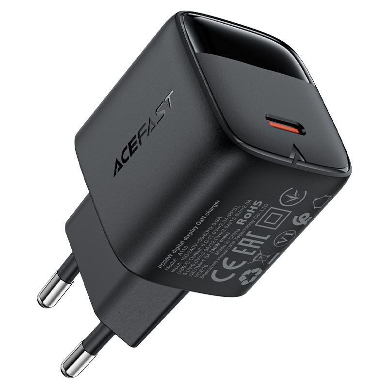 סט טעינה הכולל ראש מטען מהיר USB-C וכבל USB-C ל-USB-C, טעינת PD30W מהירה, שחור