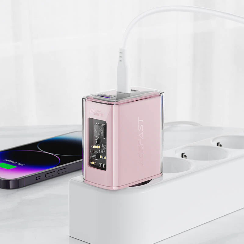 מטען קיר לטלפון, טעינה מהירה 2 כניסות USB-C וכניסת USB-A, ורוד