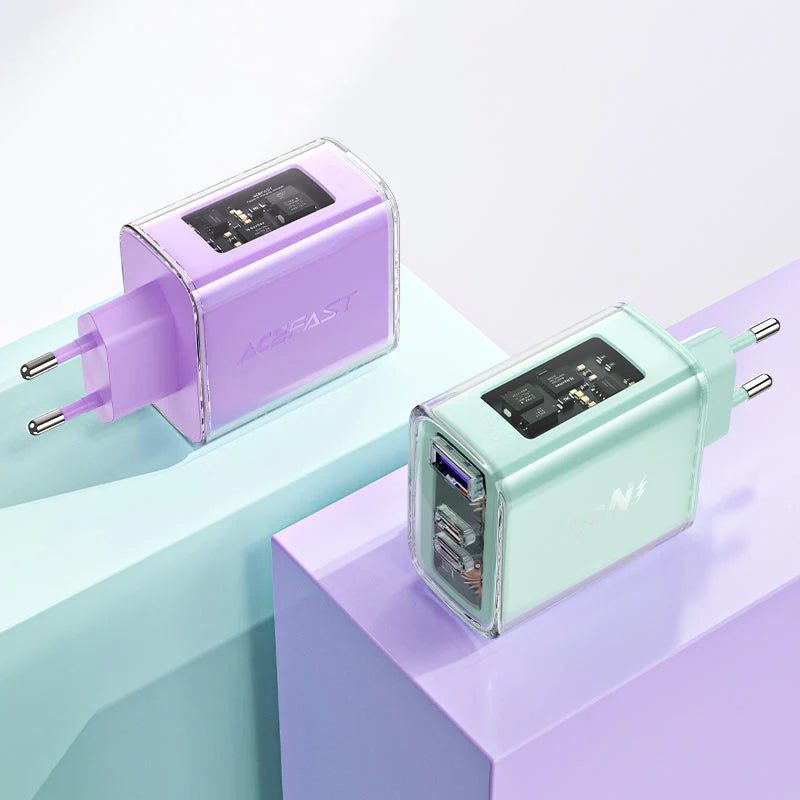 מטען קיר לטלפון, טעינה מהירה 2 כניסות USB-C וכניסת USB-A, ורוד