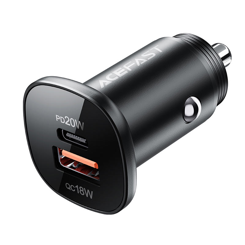 סט מטען מהיר לרכב הכולל ראש טעינה USB-C + USB-A וכבל טעינה USB-C ל-USB-C