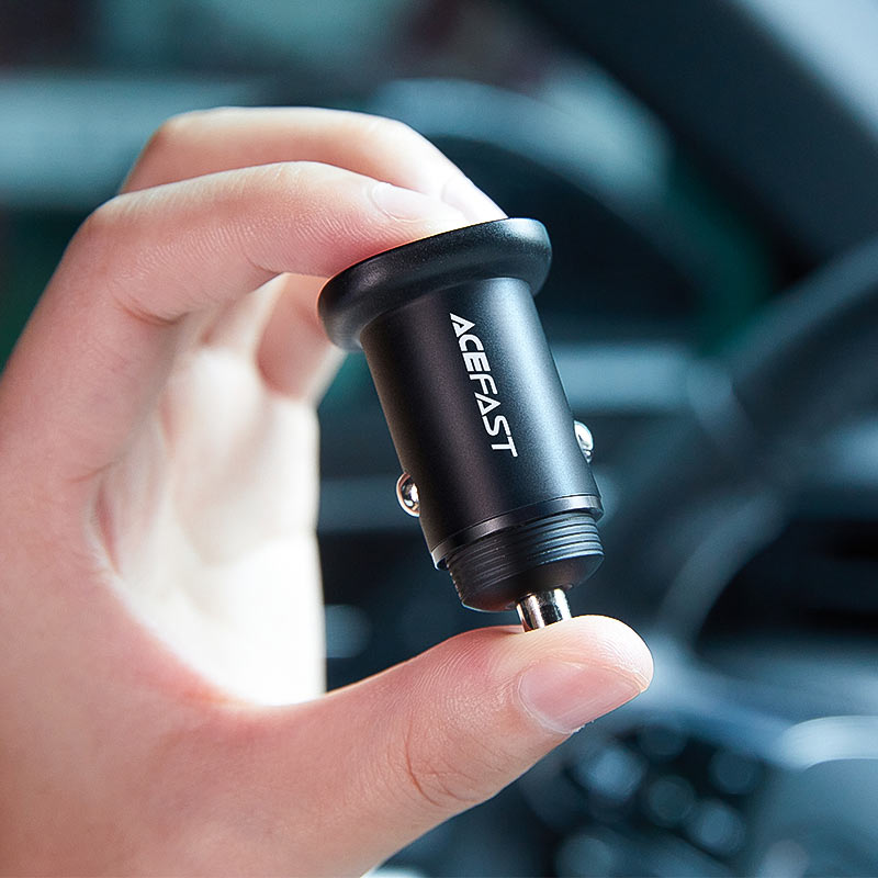 סט מטען מהיר לרכב הכולל ראש טעינה USB-C + USB-A וכבל טעינה USB-C ל-USB-C