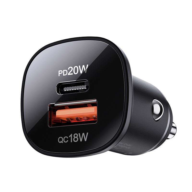 סט מטען מהיר לרכב הכולל ראש טעינה USB-C + USB-A וכבל טעינה USB-C ל-USB-C