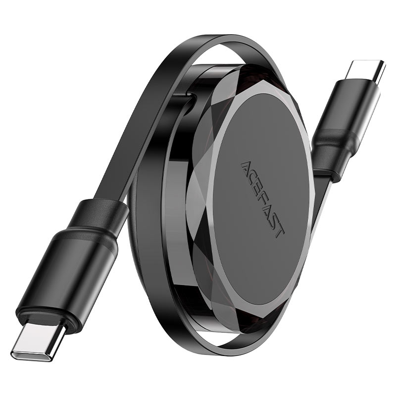 כבל סנכרון וטעינה מהירה USB-C ל-USB-C נשלף, אורך 0.8 מטר