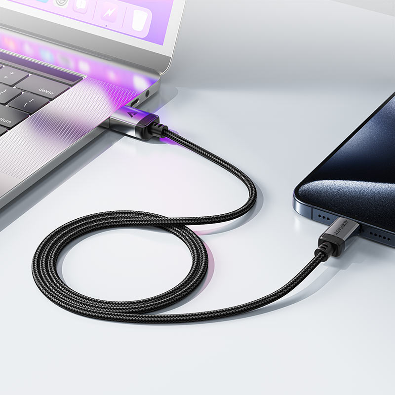 כבל סנכרון וטעינה איכותי USB-A ל-USB-C עשוי סגסוגת אלומיניום וחיפוי קלוע, 1.2 מטר
