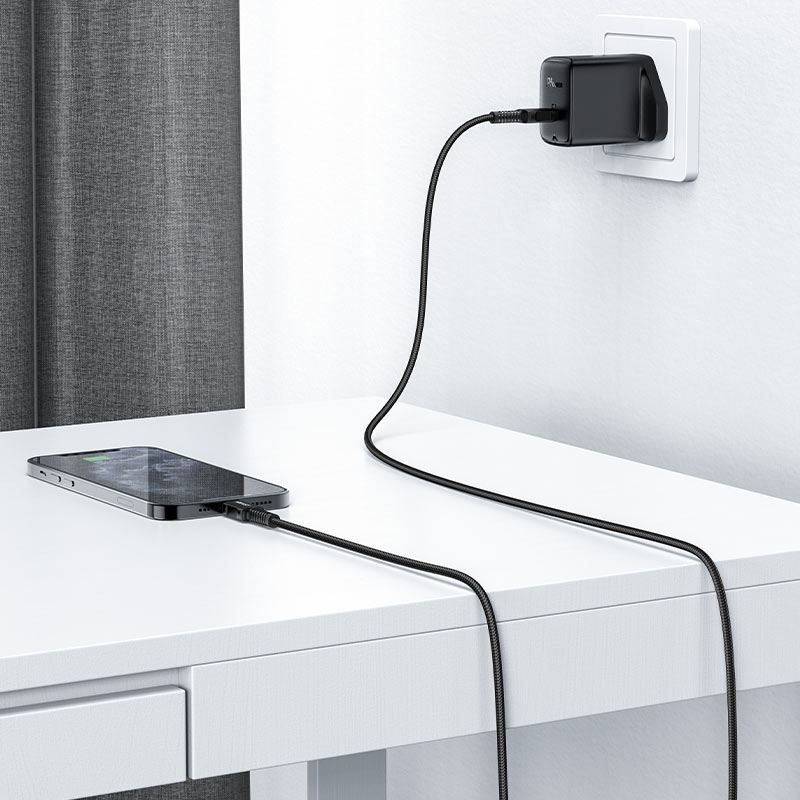 כבל סנכרון וטעינה איכותי USB-C ל-Lightning, מאושר אפל, אורך 1.8 מטר