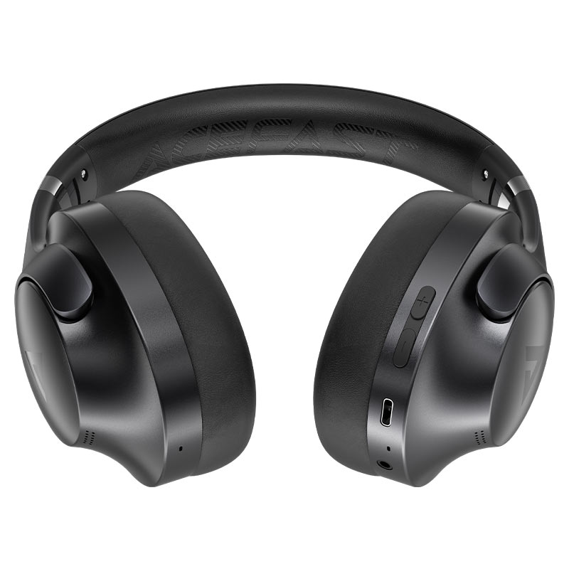 אוזניות אלחוטיות Bluetooth עם סינון רעשים אקטיבי, חיי סוללה ארוכים, מתקפלות, שחור