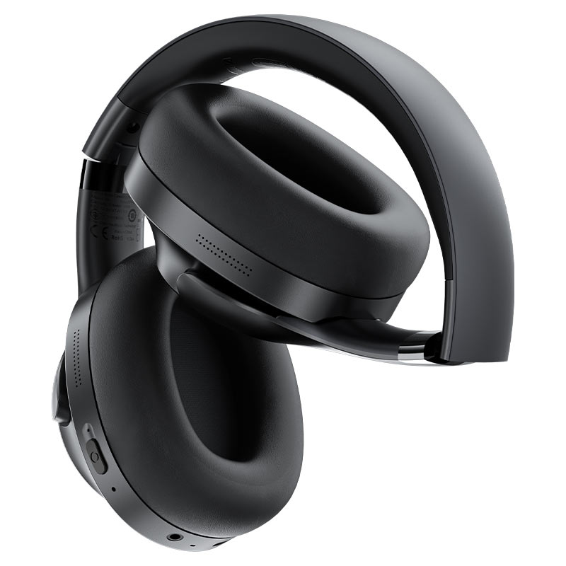 אוזניות אלחוטיות Bluetooth עם סינון רעשים אקטיבי, חיי סוללה ארוכים, מתקפלות, שחור