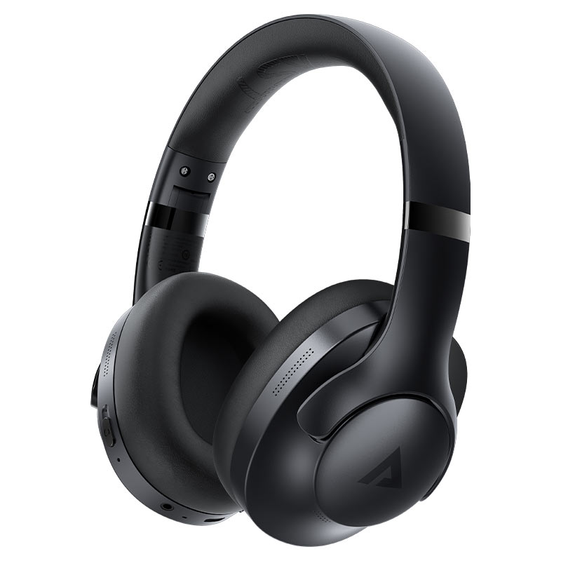 אוזניות אלחוטיות Bluetooth עם סינון רעשים אקטיבי, חיי סוללה ארוכים, מתקפלות, שחור