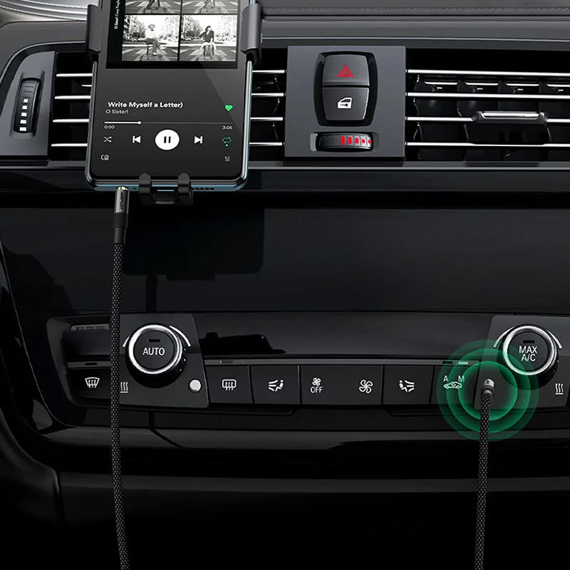 כבל אודיו AUX איכותי ACEFAST J10 3.5mm – העברת שמע Hi-Fi חסין שריטות עם כבל ניילון קלוע