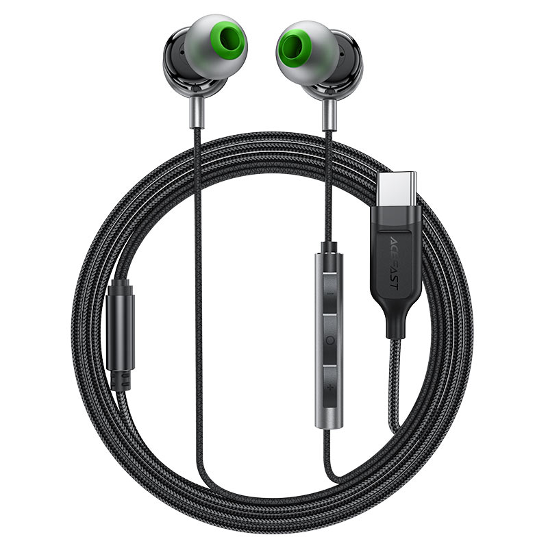 אוזניות חוטיות USB-C עם מיקרופון HD מובנה, שלט מובנה, עיצוב ארגונומי