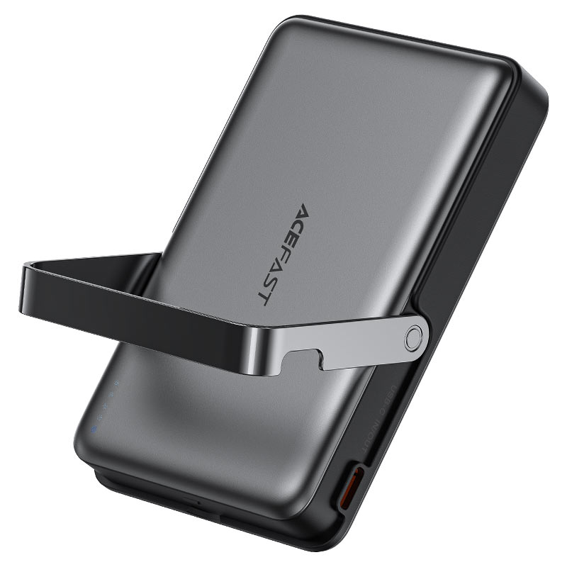 מטען נייד (סוללת גיבוי) 10000mAh לטעינה אלחוטית מגנטית מהירה PD22.5W, סטנד מובנה