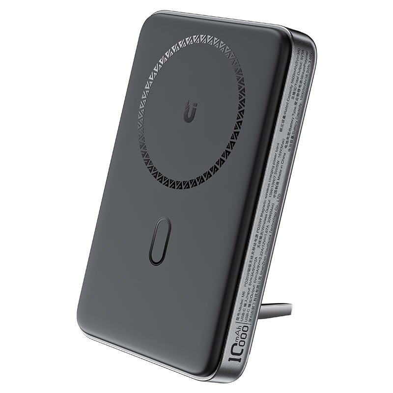 מטען נייד (סוללת גיבוי) 10000mAh לטעינה אלחוטית מהירה PD20W, שחור