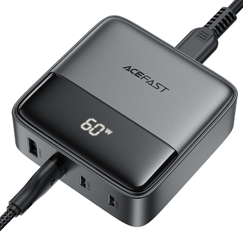 מטען מפוצל שולחני חכם עם 2 יציאות USB-C ו-2 יציאות USB-A, עמדת טעינה מהירה לכל המכשירים בבית או במשרד
