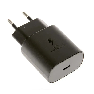 מטען קיר מקורי Samsung 25W + כבל Type-C ל-Type-C (סט) – יבואן רשמי סאני, שחור