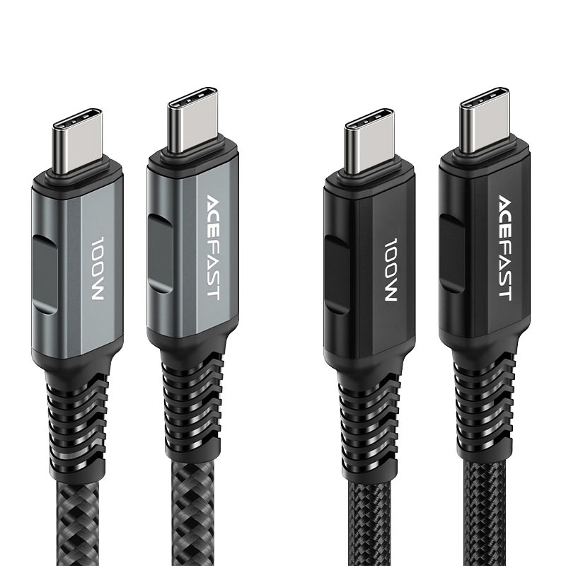כבל סנכרון וטעינה מהירה USB-C ל-USB-C בחיפוי קלוע, ,תומך בטעינה מהירה עד 100W, אורך 2 מטר