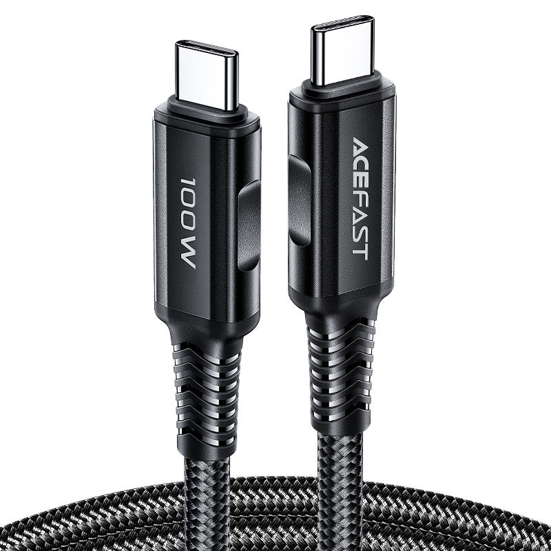 כבל סנכרון וטעינה מהירה USB-C ל-USB-C בחיפוי קלוע, ,תומך בטעינה מהירה עד 100W, אורך 2 מטר