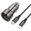 סט מטען מהיר לרכב הכולל ראש טעינה USB-C+USB-A וכבל טעינה USB-C ל-Lightning, עיצוב שקוף