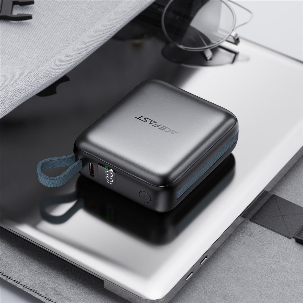 מטען נייד מגנטי (סוללת גיבוי) 10000mAh לטעינה אלחוטית מהירה, 2 כבלים מובנים