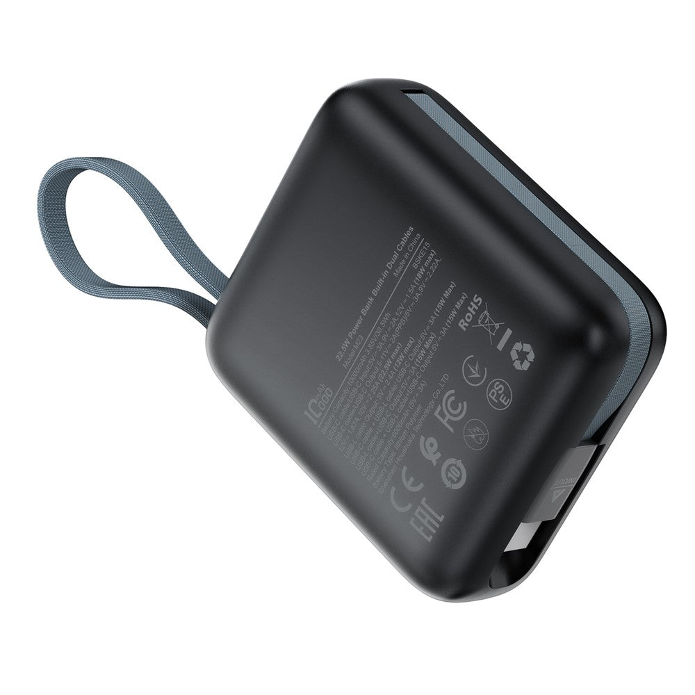 מטען נייד מגנטי (סוללת גיבוי) 10000mAh לטעינה אלחוטית מהירה, 2 כבלים מובנים