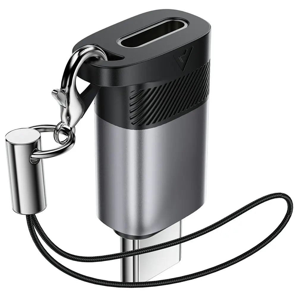 מתאם מ-Lightning ל-USB-C עוצמתי ACEFAST J19 – תמיכה בטעינה מהירה 60W והעברת נתונים, צבע אפור מטאלי