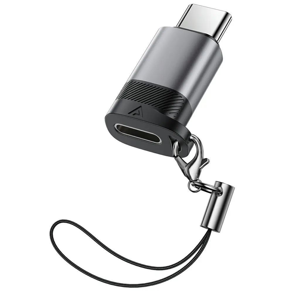 מתאם מ-Lightning ל-USB-C עוצמתי ACEFAST J19 – תמיכה בטעינה מהירה 60W והעברת נתונים, צבע אפור מטאלי