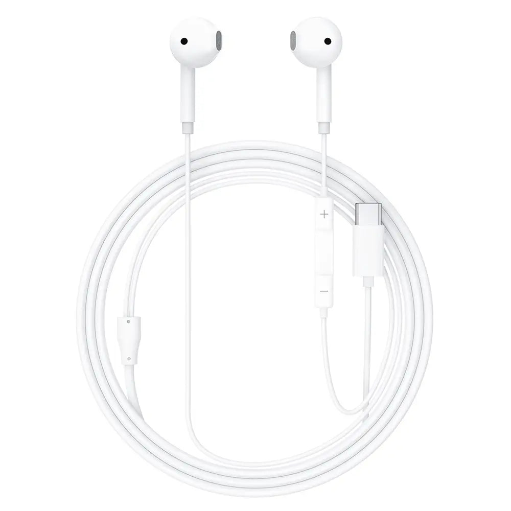 אוזניות חוטיות ACEFAST L13 בחיבור טייפ סי (USB-C) עם מיקרופון HD ושבב DAC – שלט מובנה ומבנה חצי-תוך-אוזן (לבן)