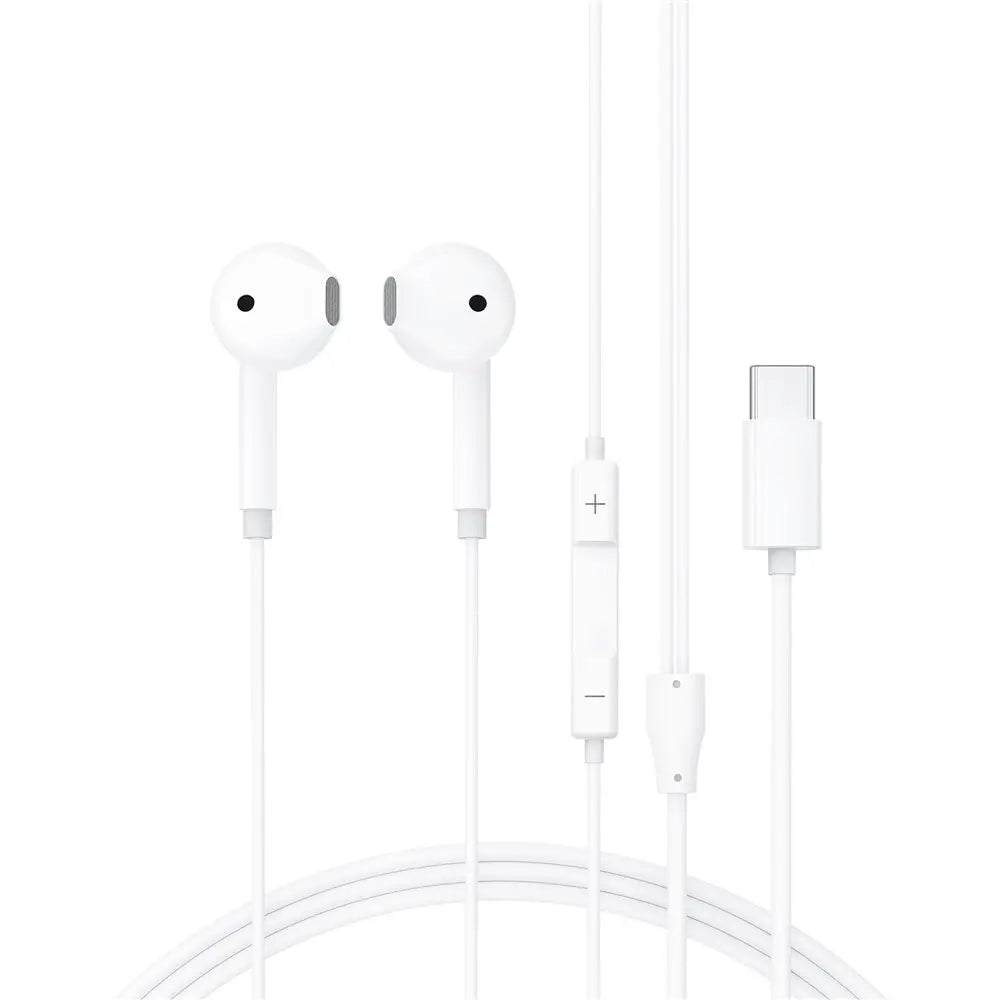 אוזניות חוטיות ACEFAST L13 בחיבור טייפ סי (USB-C) עם מיקרופון HD ושבב DAC – שלט מובנה ומבנה חצי-תוך-אוזן (לבן)