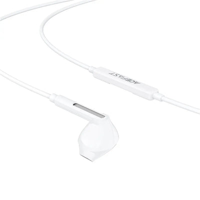 אוזניות חוטיות ACEFAST L13 בחיבור טייפ סי (USB-C) עם מיקרופון HD ושבב DAC – שלט מובנה ומבנה חצי-תוך-אוזן (לבן)