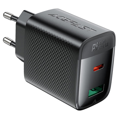 ראש מטען מהיר USB-A + USB-C טעינת PD45W מהירה, שחור