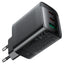 ראש מטען מהיר בעל 2 יציאות USB-C ויציאת USB-A, טעינה מהירה PD45W, שחור