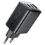 ראש מטען מהיר בעל 2 יציאות USB-C ויציאת USB-A, טעינה מהירה PD45W, שחור