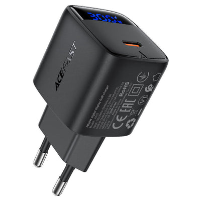 סט טעינה הכולל ראש מטען מהיר USB-C וכבל USB-C ל-USB-C, טעינת PD30W מהירה, שחור
