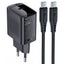 סט טעינה הכולל ראש מטען מהיר USB-C וכבל USB-C, טעינת PD20W מהירה, שחור