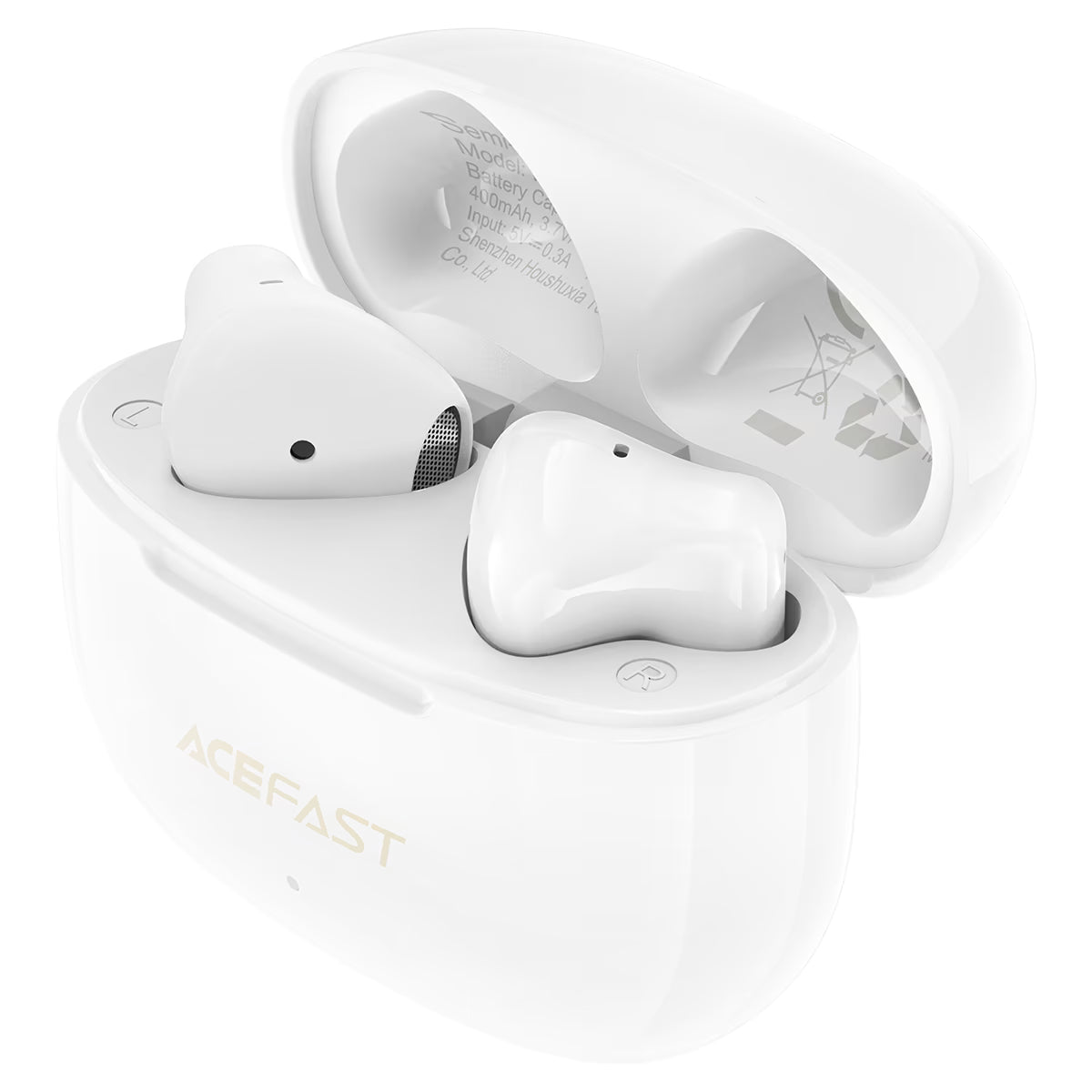 אוזניות אלחוטיות ACEFAST W11 TWS – סינון רעשי שיחה מבוסס AI, דרייבר 13 מ"מ, בלוטוס 6.0 וסוללה עד 25 שעות, לבן