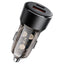 מטען מהיר לרכב, חיבור כפול (USB-A ו-USB-C), עיצוב מינימליסטי