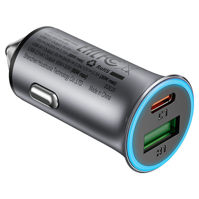מטען לרכב מהיר 95W, יציאות USB-C + USB-A