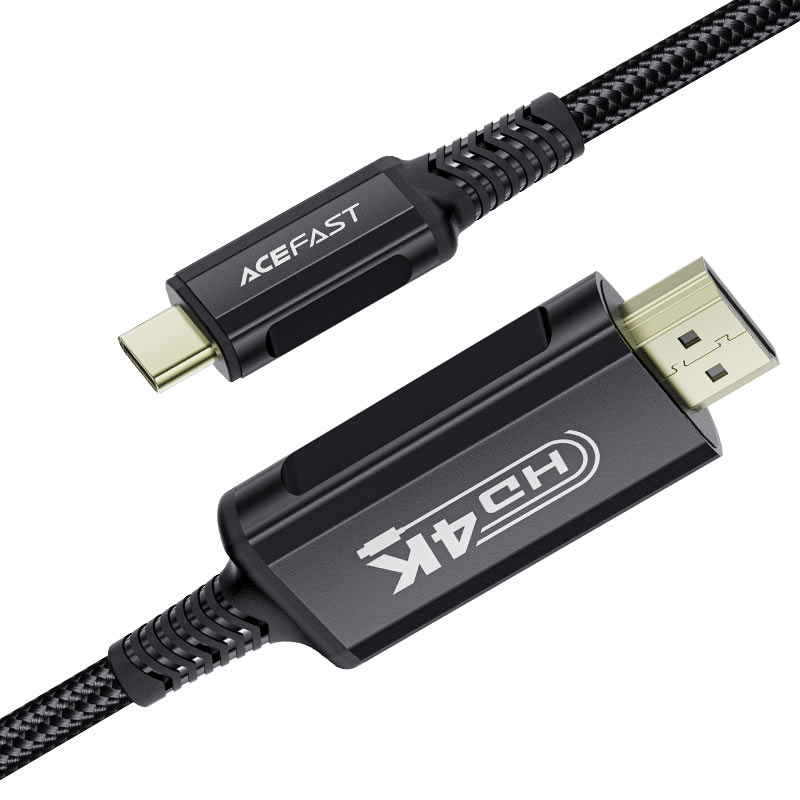 כבל HDMI איכותי, USB-C ל-HDTV 4K, סגסוגת אלומיניום, חיפוי קלוע, 1.8 מטר