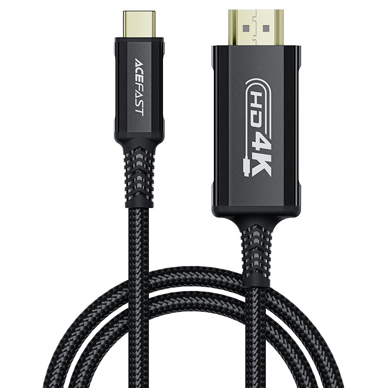 כבל HDMI איכותי, USB-C ל-HDTV 4K, סגסוגת אלומיניום, חיפוי קלוע, 1.8 מטר
