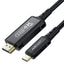 כבל HDMI איכותי, USB-C ל-HDTV 4K, סגסוגת אלומיניום, חיפוי קלוע, 1.8 מטר
