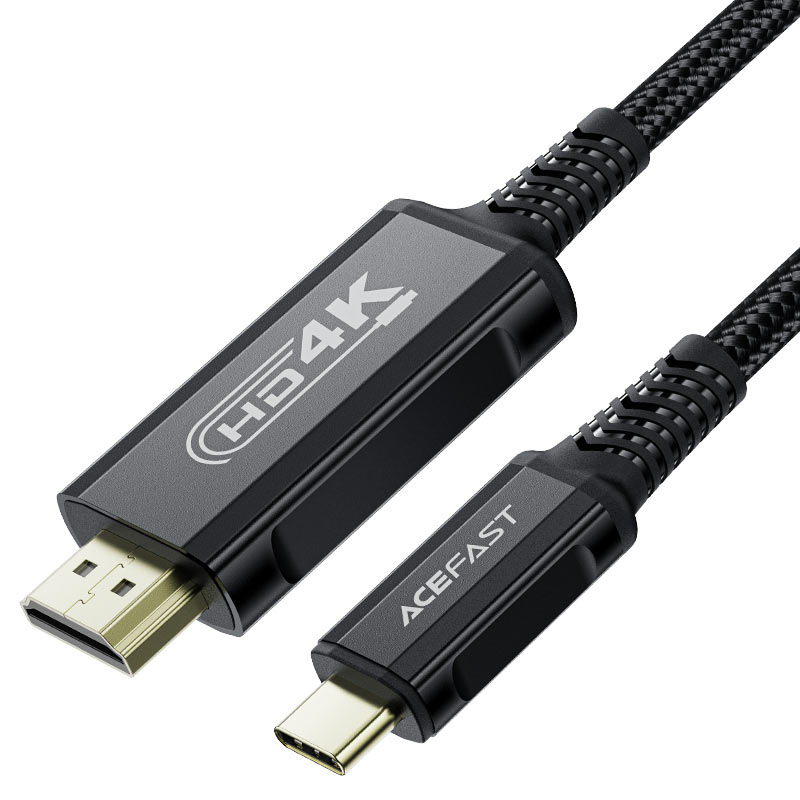 כבל HDMI איכותי, USB-C ל-HDTV 4K, סגסוגת אלומיניום, חיפוי קלוע, 1.8 מטר