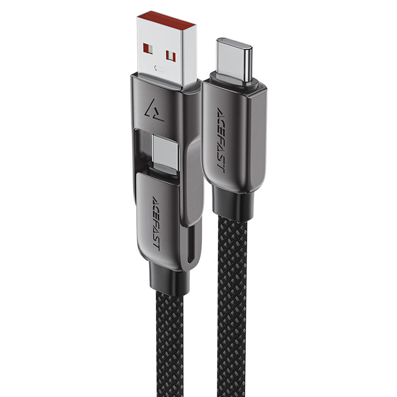 כבל סנכרון וטעינה USB-A/USB-C ל-USB-C, תומך טעינה מהירה, 1.2 מטר