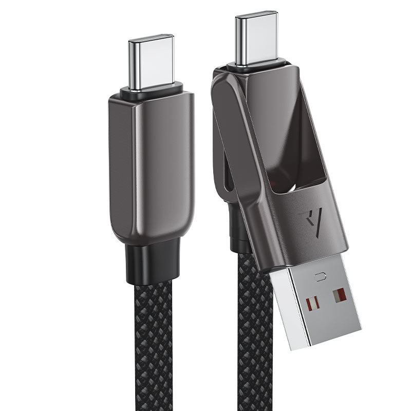 כבל סנכרון וטעינה USB-A/USB-C ל-USB-C, תומך טעינה מהירה, 1.2 מטר