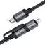 כבל סנכרון וטעינה איכותי USB-C ל-USB-C עם מתאם Lightning מובנה, קלוע