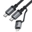 כבל סנכרון וטעינה איכותי USB-C ל-USB-C עם מתאם Lightning מובנה, קלוע