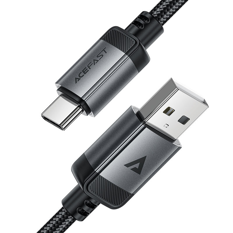 כבל סנכרון וטעינה איכותי USB-A ל-USB-C עשוי סגסוגת אלומיניום וחיפוי קלוע, 1.2 מטר